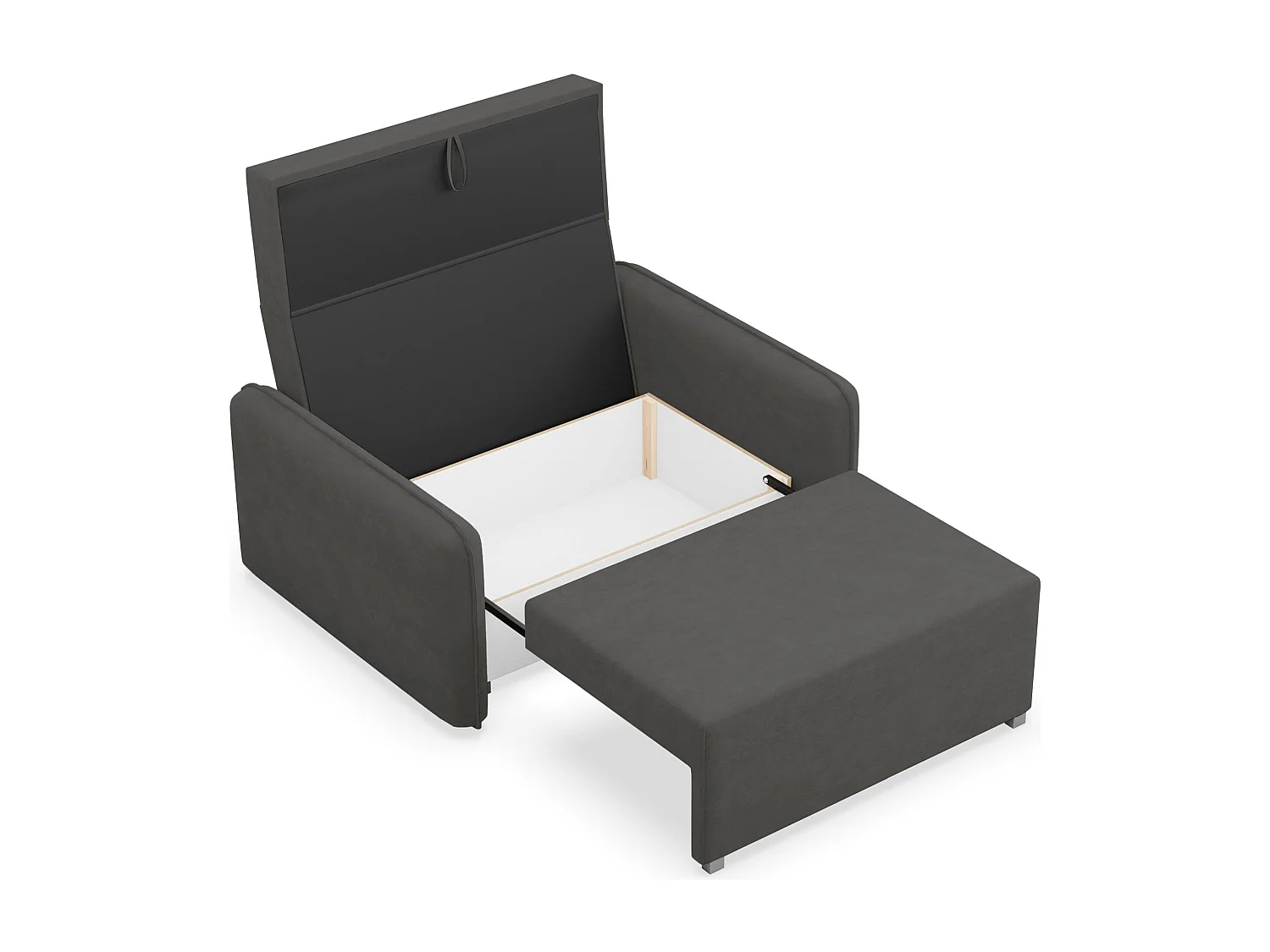 Schlafsofa 2-Sitzer – Bettkasten – Chenille hydrophob – Graphitgrau – DUELIA