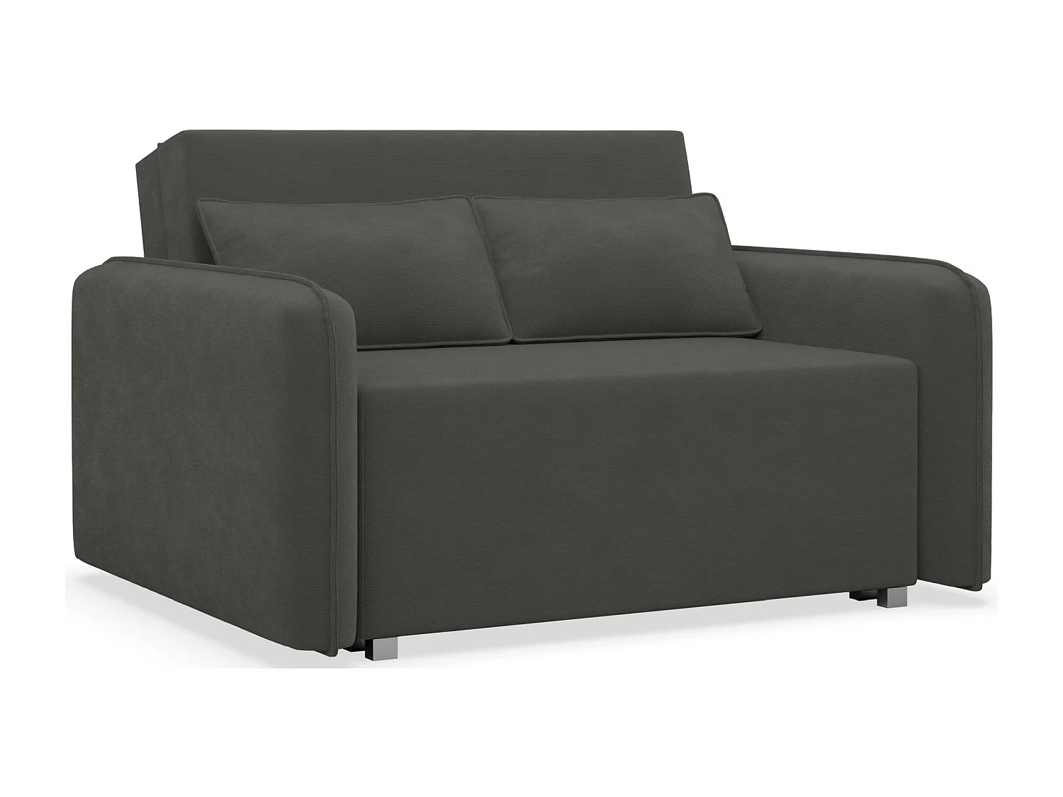 Schlafsofa 2-Sitzer – Bettkasten – Chenille hydrophob – Graphitgrau – DUELIA