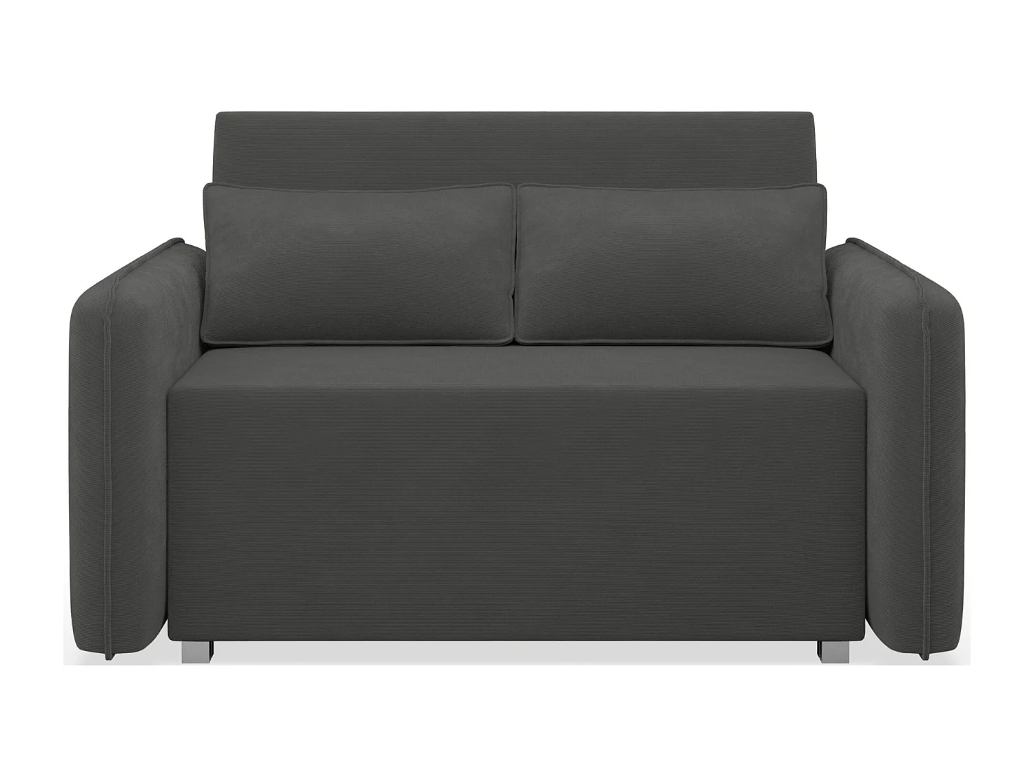 Schlafsofa 2-Sitzer – Bettkasten – Chenille hydrophob – Graphitgrau – DUELIA