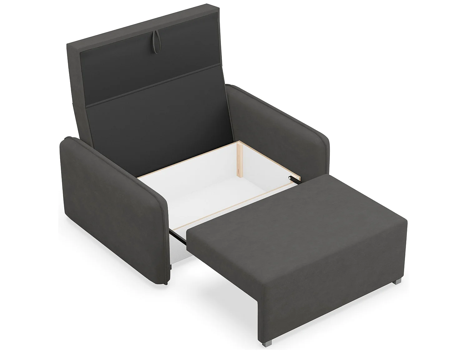 Canapé convertible 2 places – coffre – chenille hydrophobe – gris graphite – DUELIA