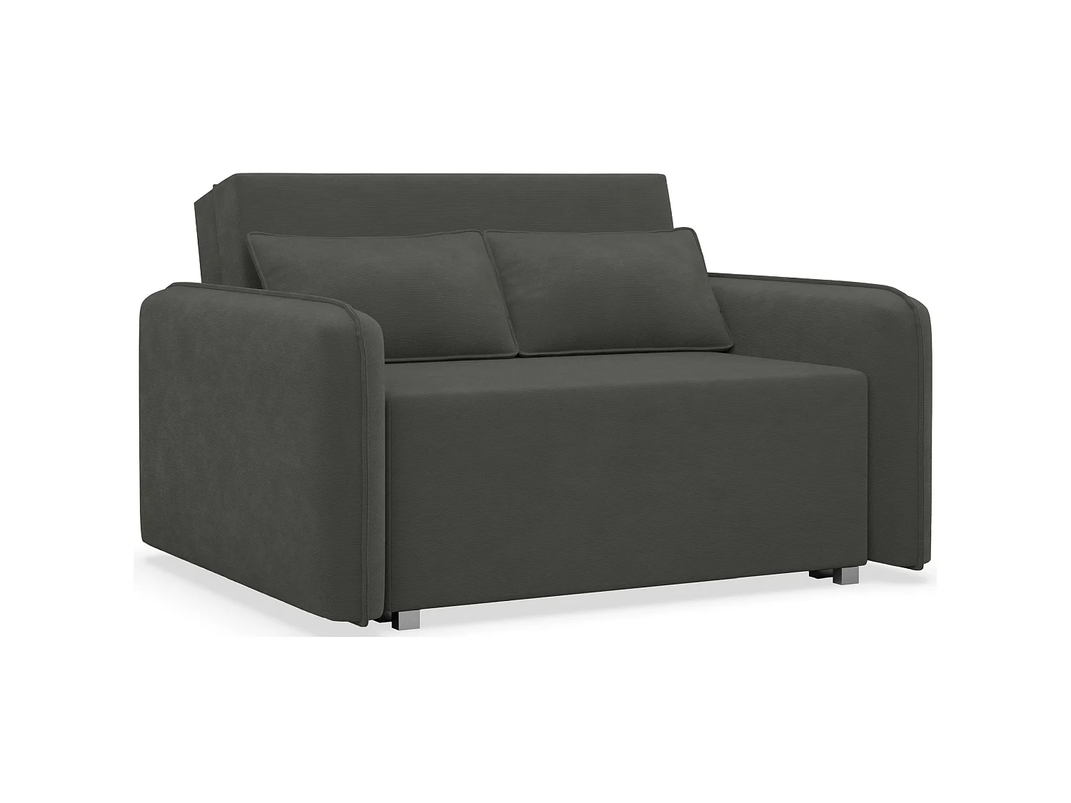 Canapé convertible 2 places – coffre – chenille hydrophobe – gris graphite – DUELIA
