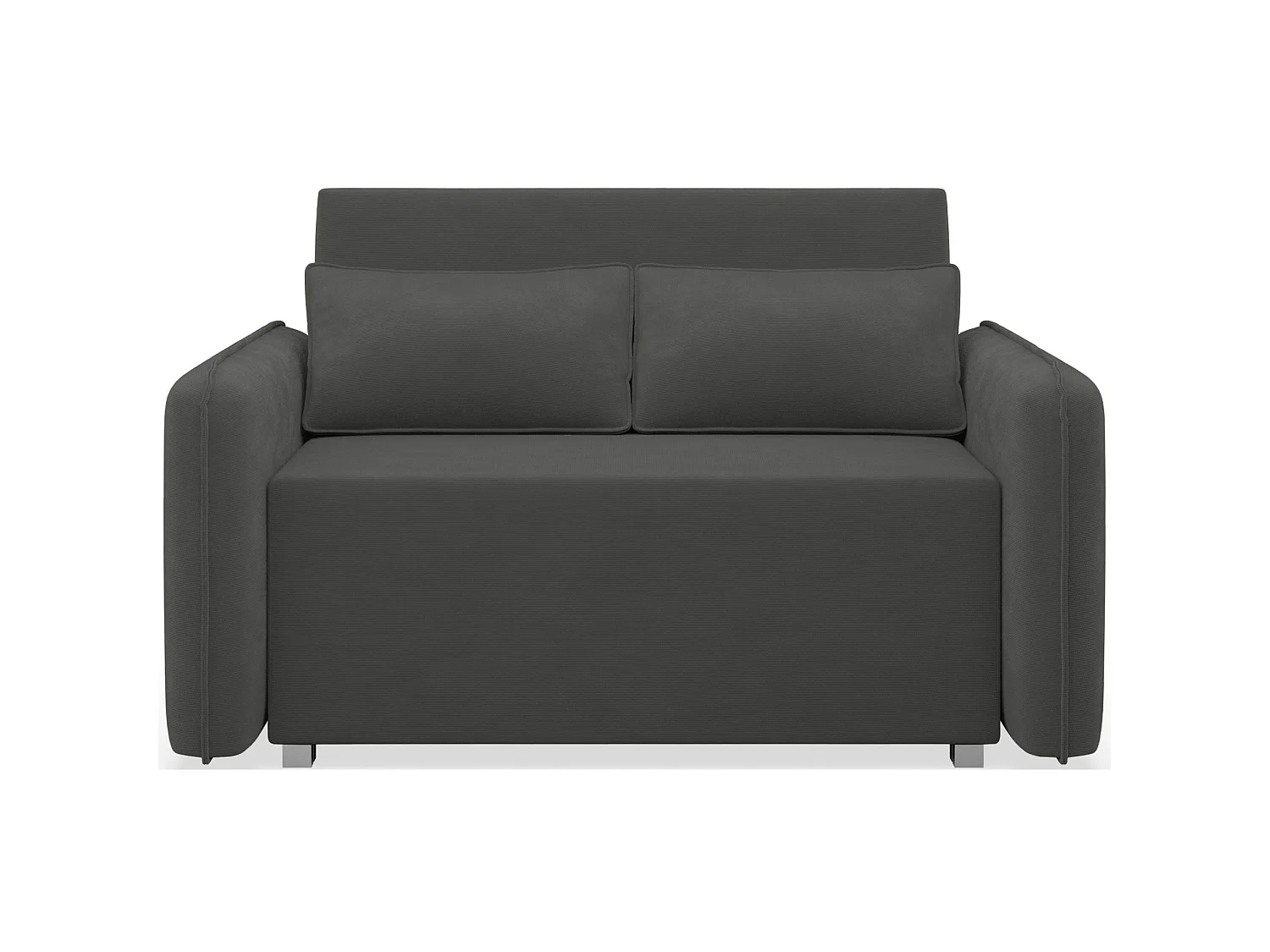 Canapé convertible 2 places – coffre – chenille hydrophobe – gris graphite – DUELIA