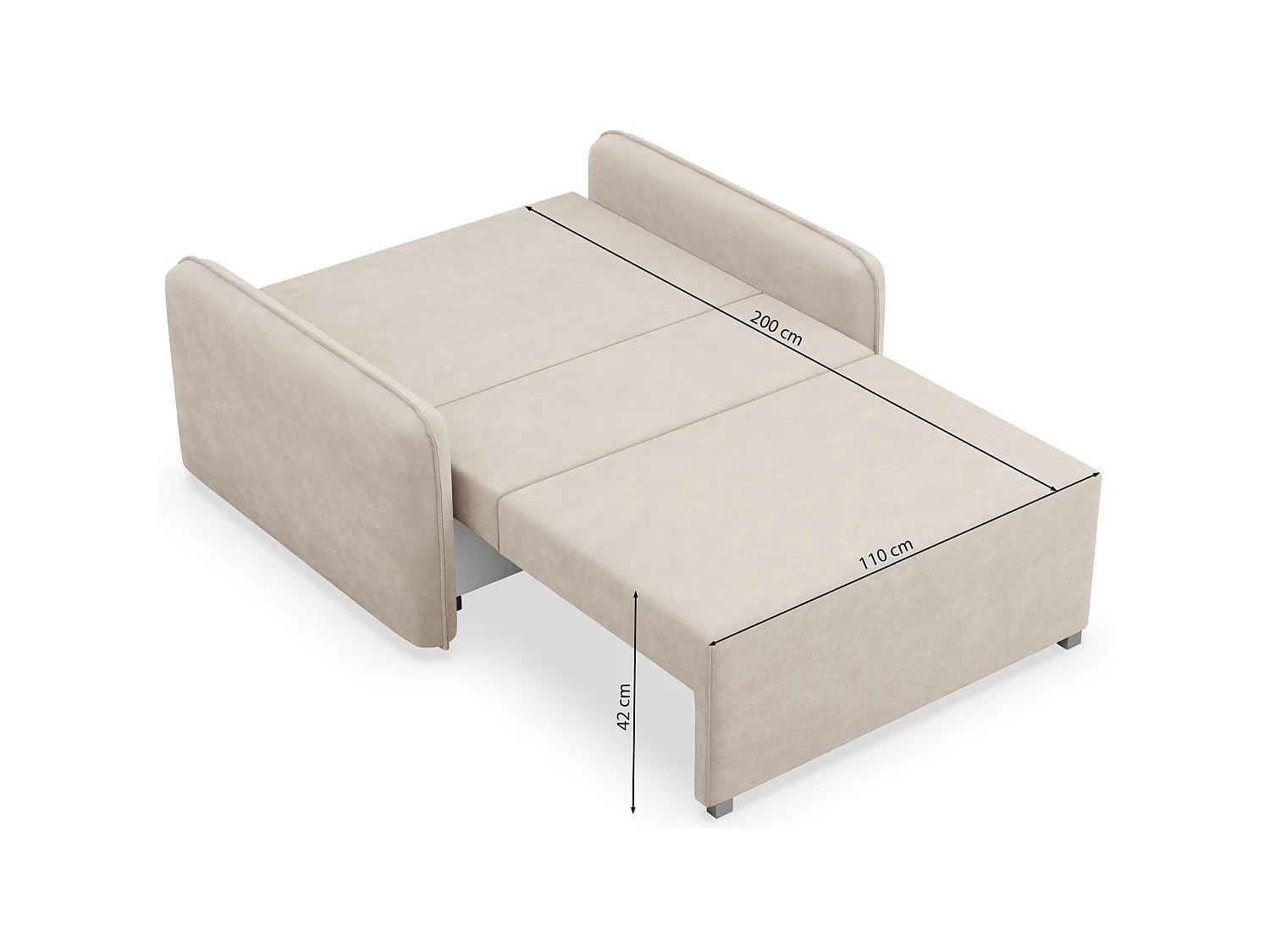 Canapé convertible 2 places – coffre – chenille hydrophobe – gris graphite – DUELIA