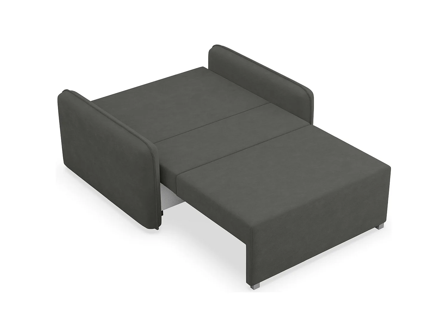 Canapé convertible 2 places – coffre – chenille hydrophobe – gris graphite – DUELIA