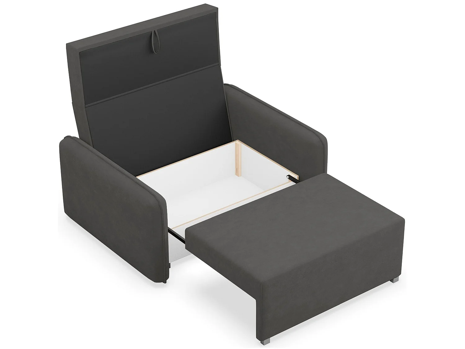 Canapé convertible 2 places – coffre – chenille hydrophobe – gris graphite – DUELIA