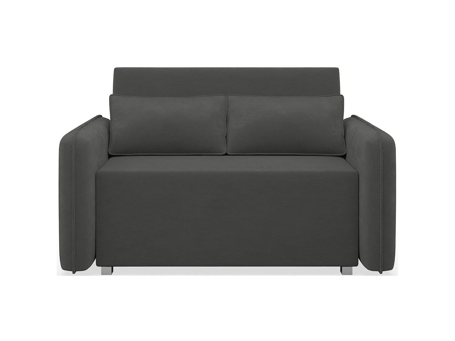 Canapé convertible 2 places – coffre – chenille hydrophobe – gris graphite – DUELIA