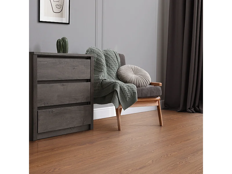 Revêtement de sol autocollant en PVC vinyle 4,46m²/32 planches 91,5 cm x 15,3 cm brun aspect chêne rouge antidérapant résistant à l'eau l'abrasion