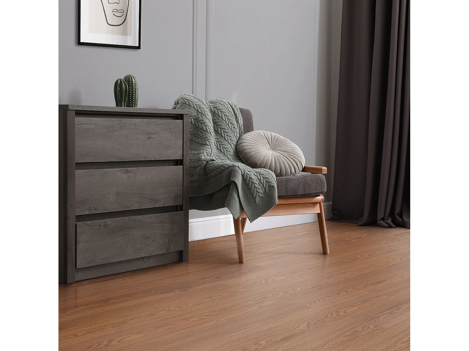 Revêtement de sol autocollant en PVC vinyle 4,46m²/32 planches 91,5 cm x 15,3 cm brun aspect chêne rouge antidérapant résistant à l'eau l'abrasion