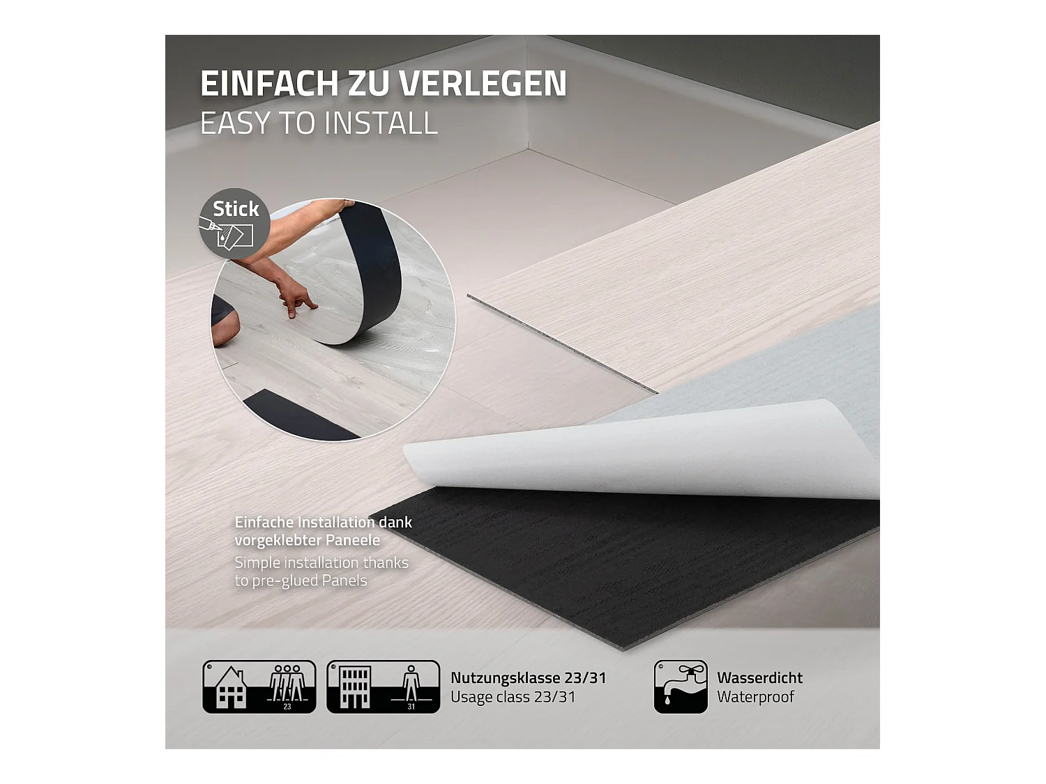 ML-Design Suelo vinílico de PVC 6,69m² color roble blanco 48x planchas sistema de click 91,5x15,3 cm láminas grosor 4,2mm efecto madera impermeable