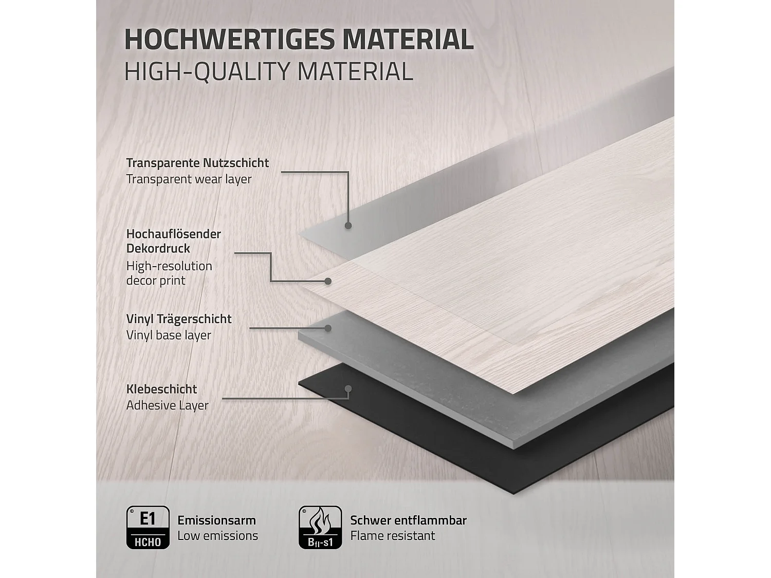 Revêtement de sol autocollant en PVC vinyle 6,69m²/48 planches 91,5 cm x 15,3 cm blanc aspect chêne antidérapant résistant à l'eau l'abrasion