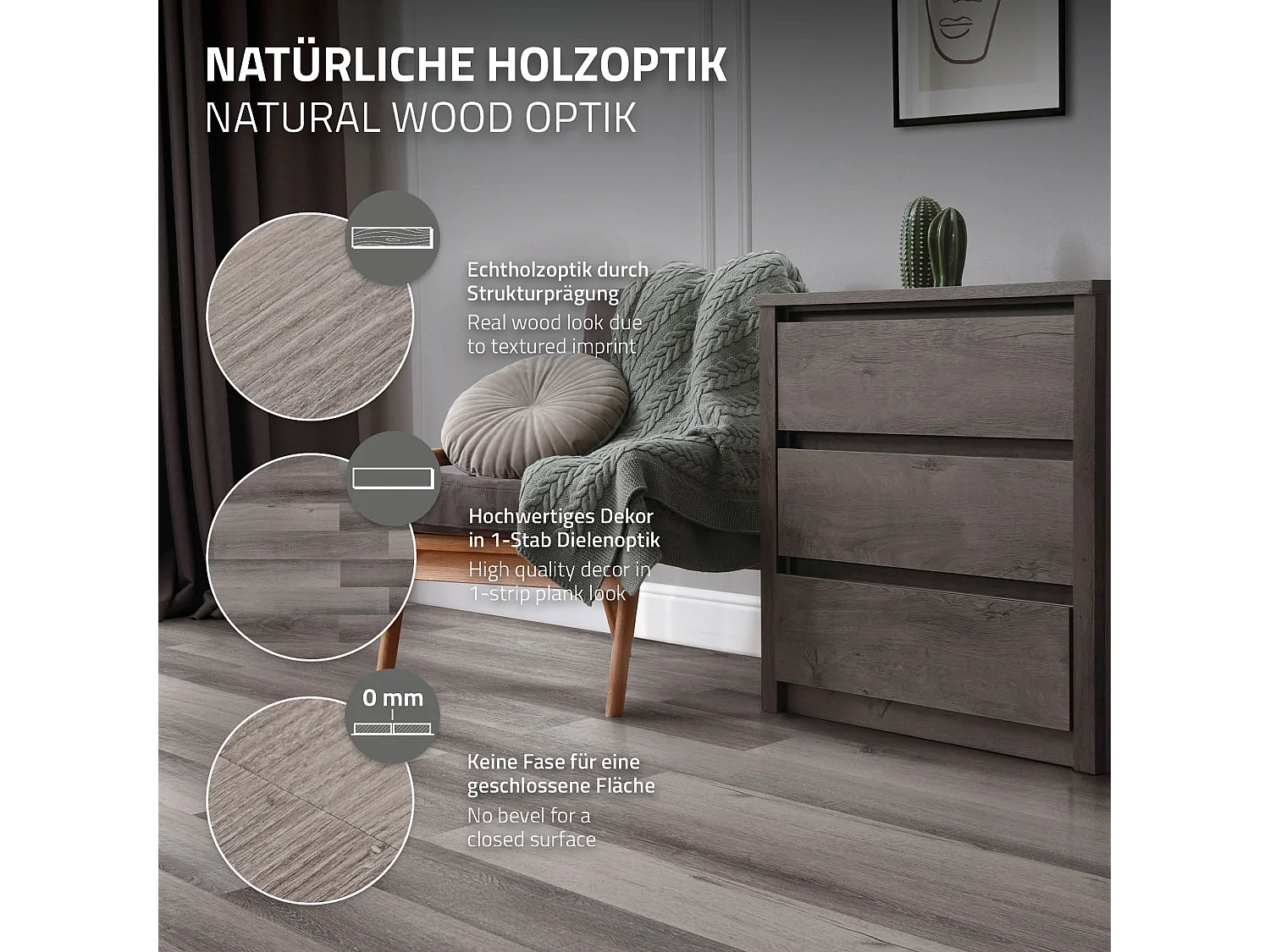 Pavimento in PVC 91,5x15,3 cm 2,23 m² grigio 16 listoni 2 mm pavimenti autoadesivi con aspetto legno di pino copripavimento impermeabile ML-Design