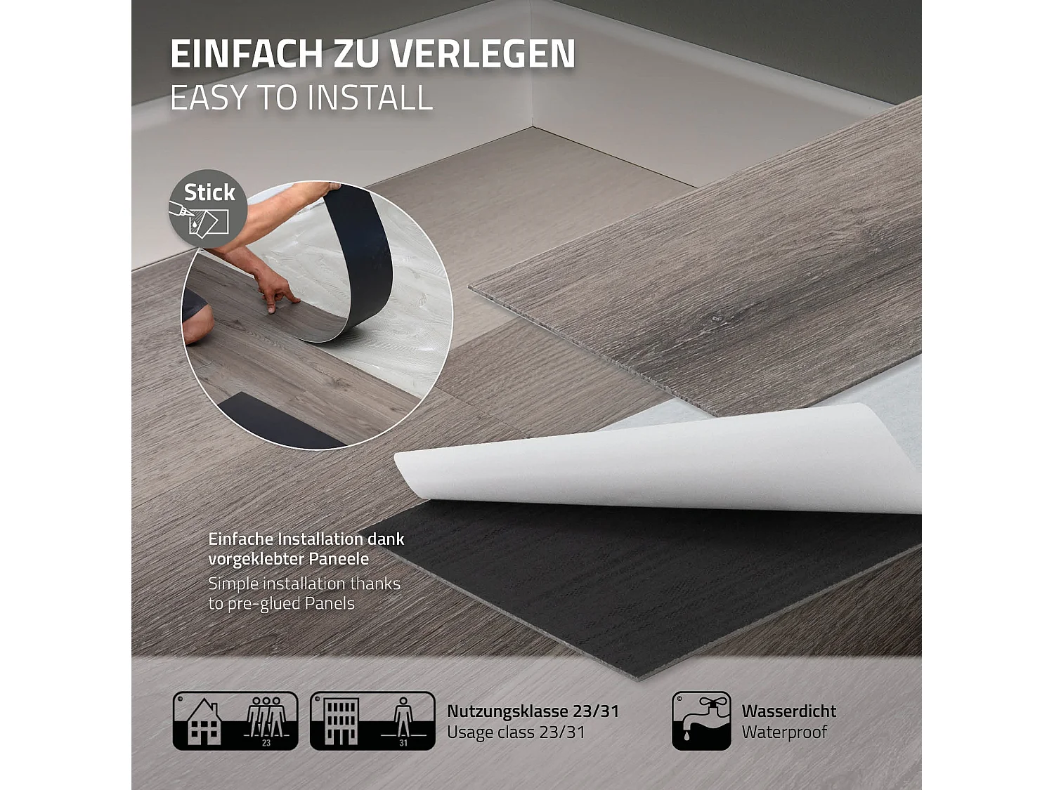 Pavimento in PVC 91,5x15,3 cm 2,23 m² grigio 16 listoni 2 mm pavimenti autoadesivi con aspetto legno di pino copripavimento impermeabile ML-Design