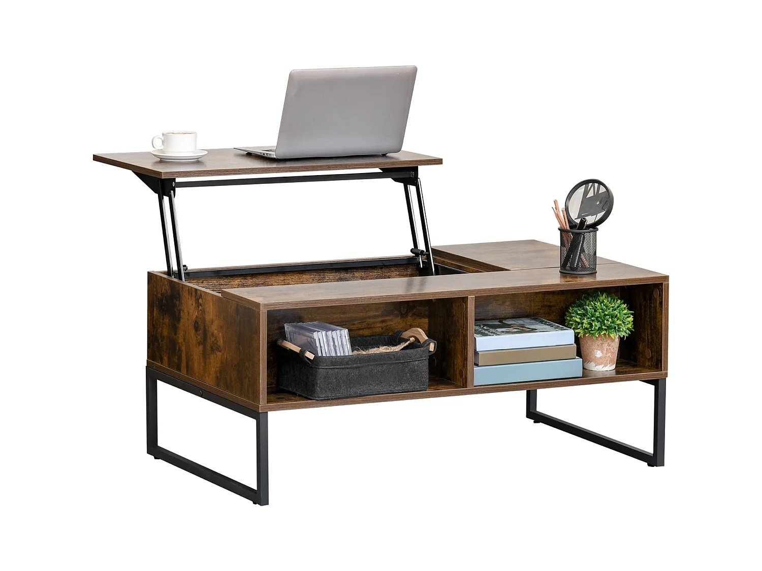 Couchtisch,Sofatisch Wohnzimmertisch Kaffeetisch mit Höhenverstellbarer 100 x 60 x 44 cm