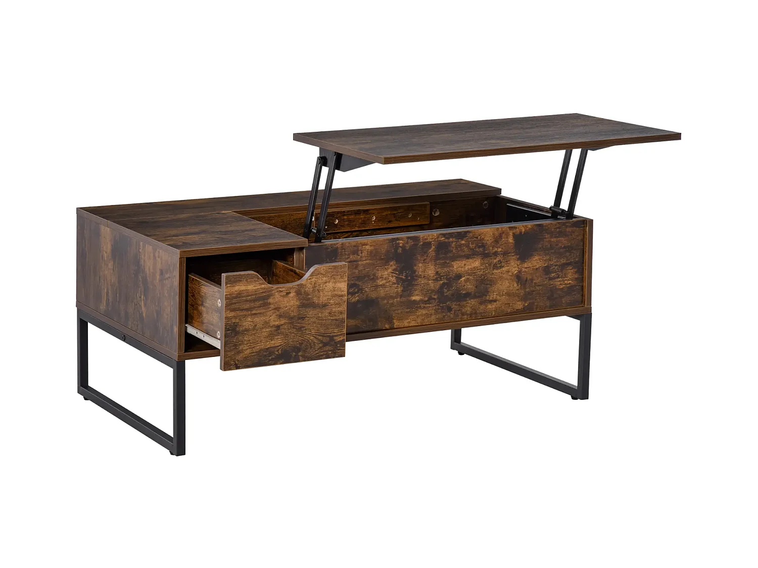 Couchtisch,Sofatisch Wohnzimmertisch Kaffeetisch mit Höhenverstellbarer 100 x 60 x 44 cm