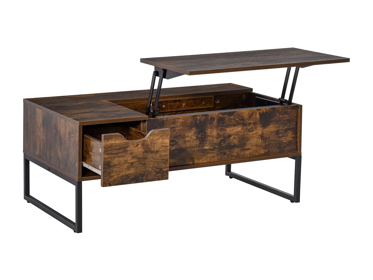 Couchtisch,Sofatisch Wohnzimmertisch Kaffeetisch mit Höhenverstellbarer 100 x 60 x 44 cm