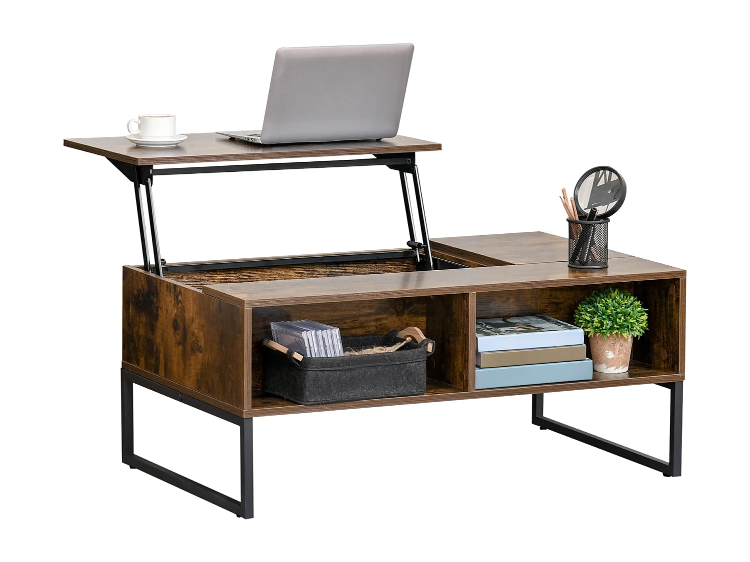 Couchtisch,Sofatisch Wohnzimmertisch Kaffeetisch mit Höhenverstellbarer 100 x 60 x 44 cm