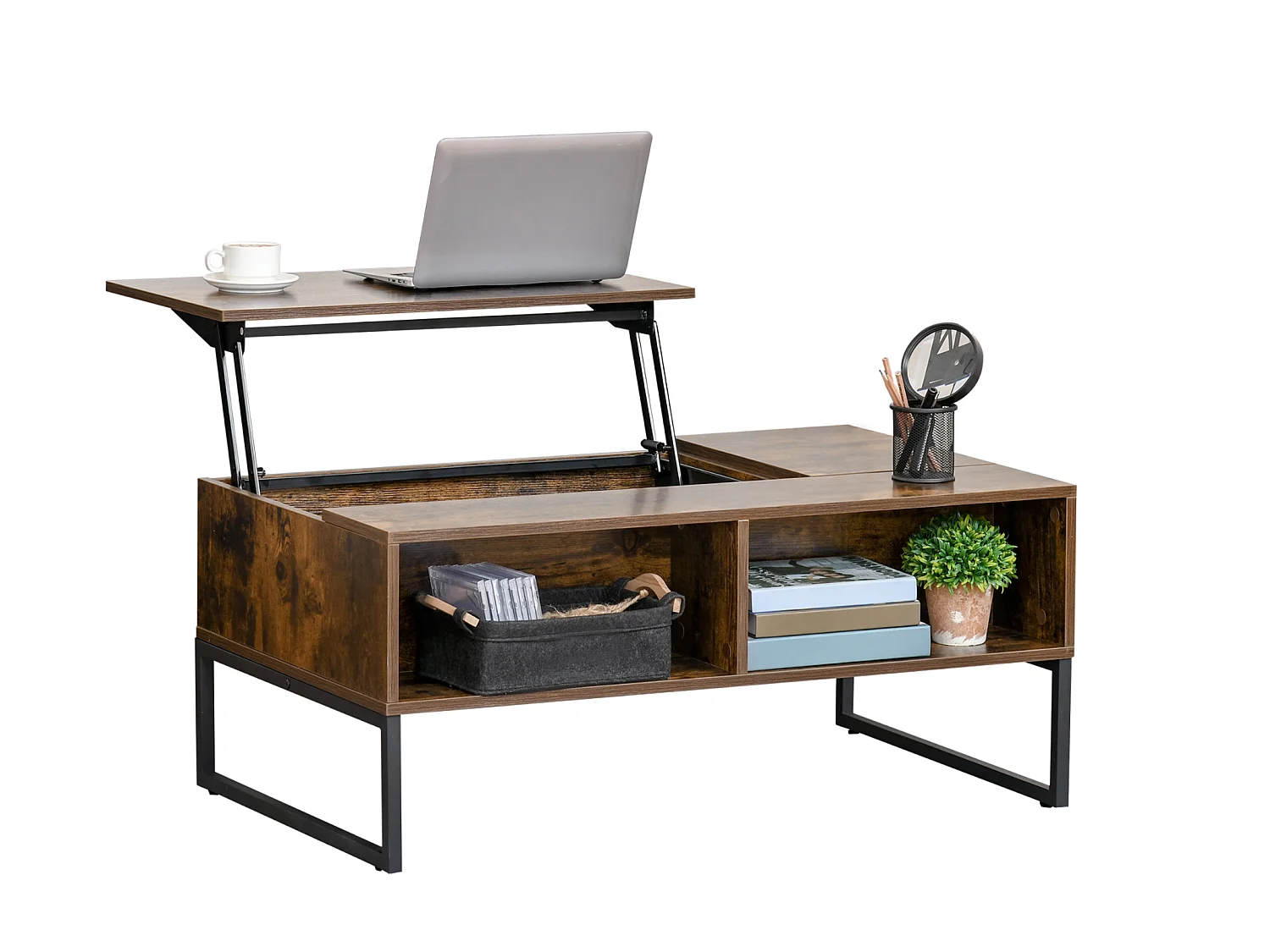Couchtisch,Sofatisch Wohnzimmertisch Kaffeetisch mit Höhenverstellbarer 100 x 60 x 44 cm