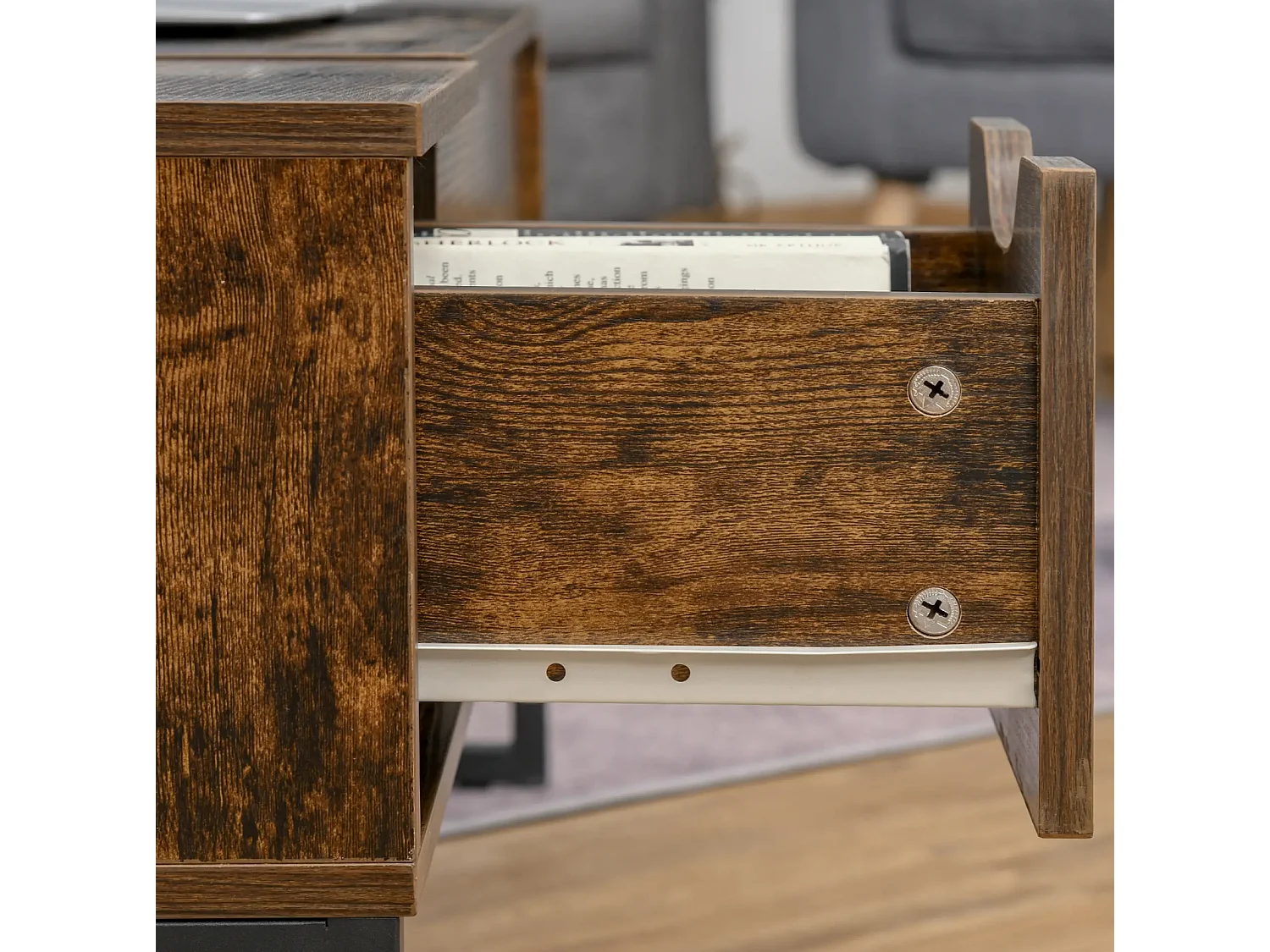 Couchtisch,Sofatisch Wohnzimmertisch Kaffeetisch mit Höhenverstellbarer 100 x 60 x 44 cm