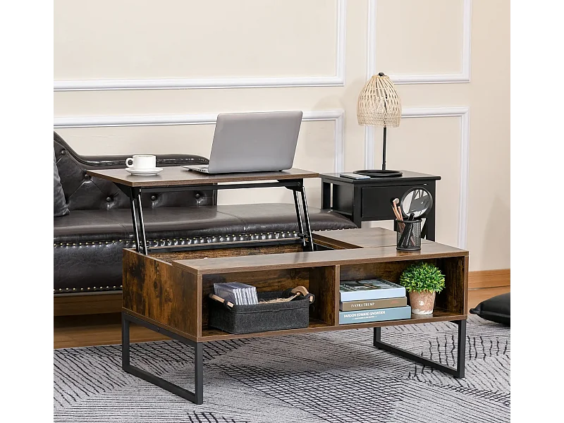 Couchtisch,Sofatisch Wohnzimmertisch Kaffeetisch mit Höhenverstellbarer 100 x 60 x 44 cm