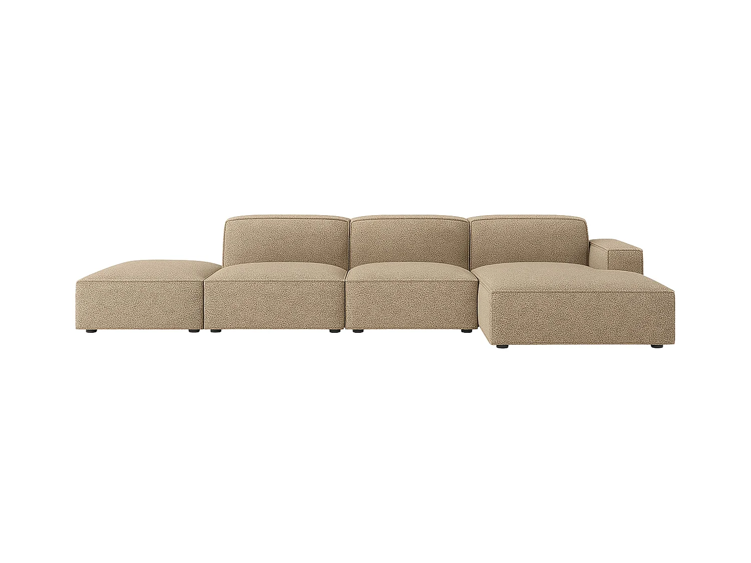 Ecksofa L-Form + Hocker Cursal, Stoff Artico, Beige, Rechts