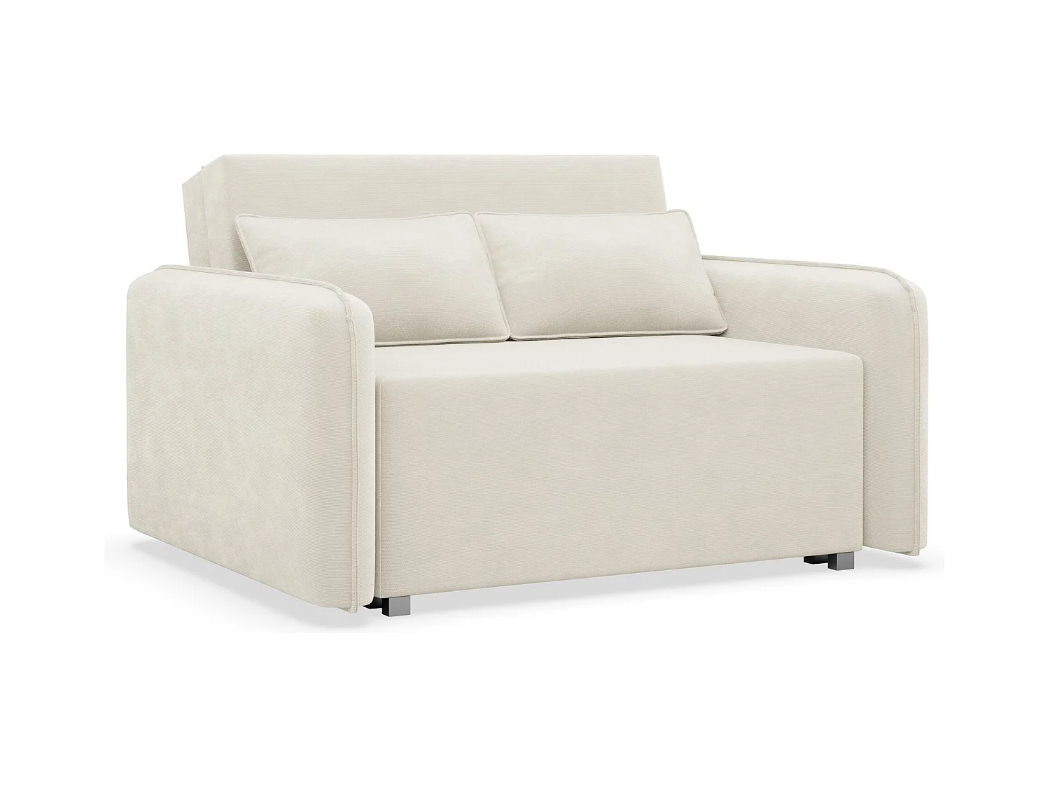 Canapé convertible 2 places – coffre – chenille hydrophobe – crème – DUELIA