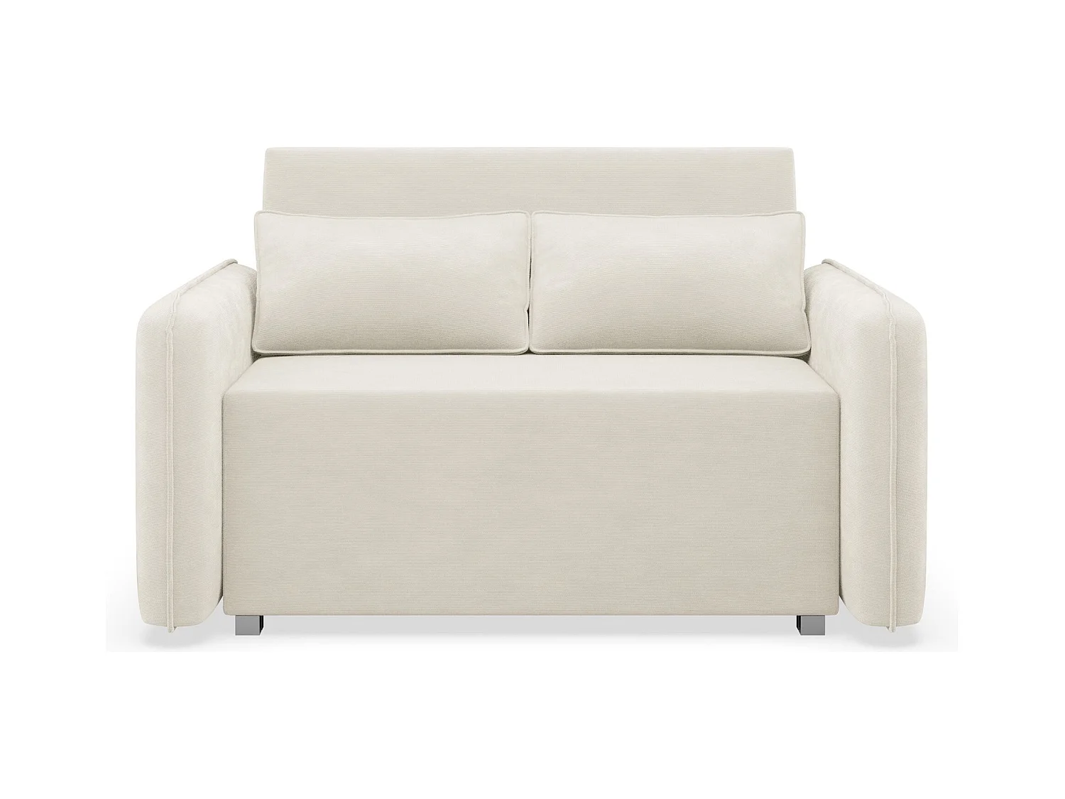 Canapé convertible 2 places – coffre – chenille hydrophobe – crème – DUELIA