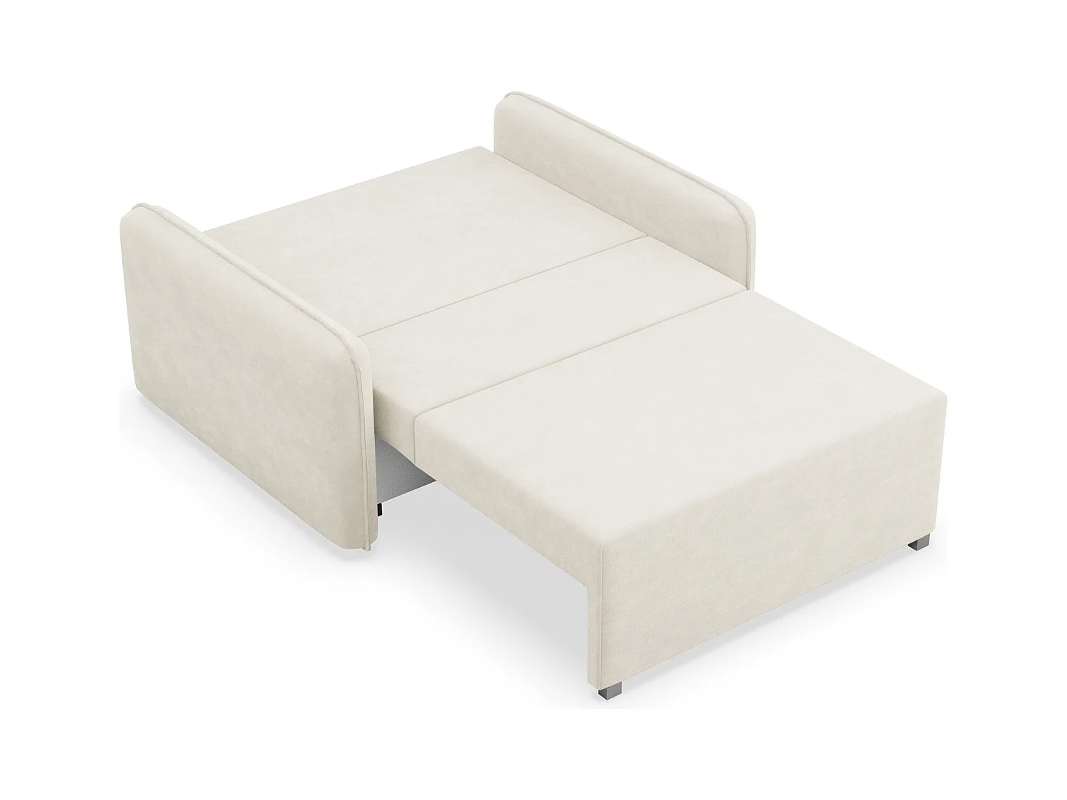 Canapé convertible 2 places – coffre – chenille hydrophobe – crème – DUELIA