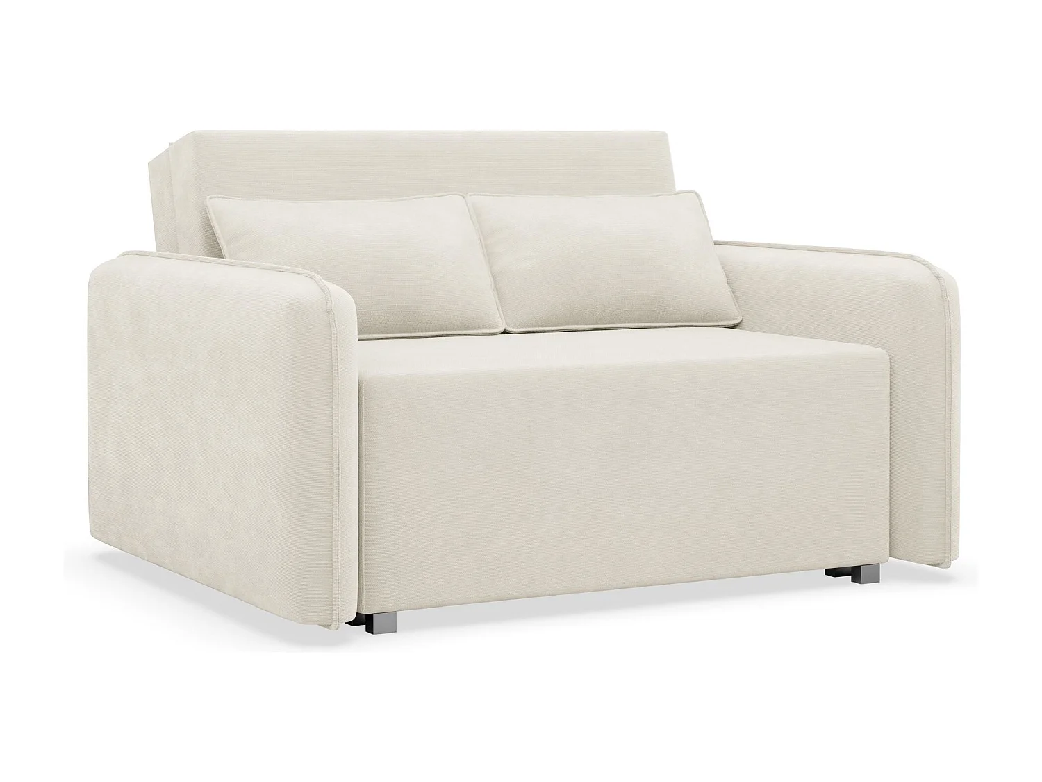 Canapé convertible 2 places – coffre – chenille hydrophobe – crème – DUELIA