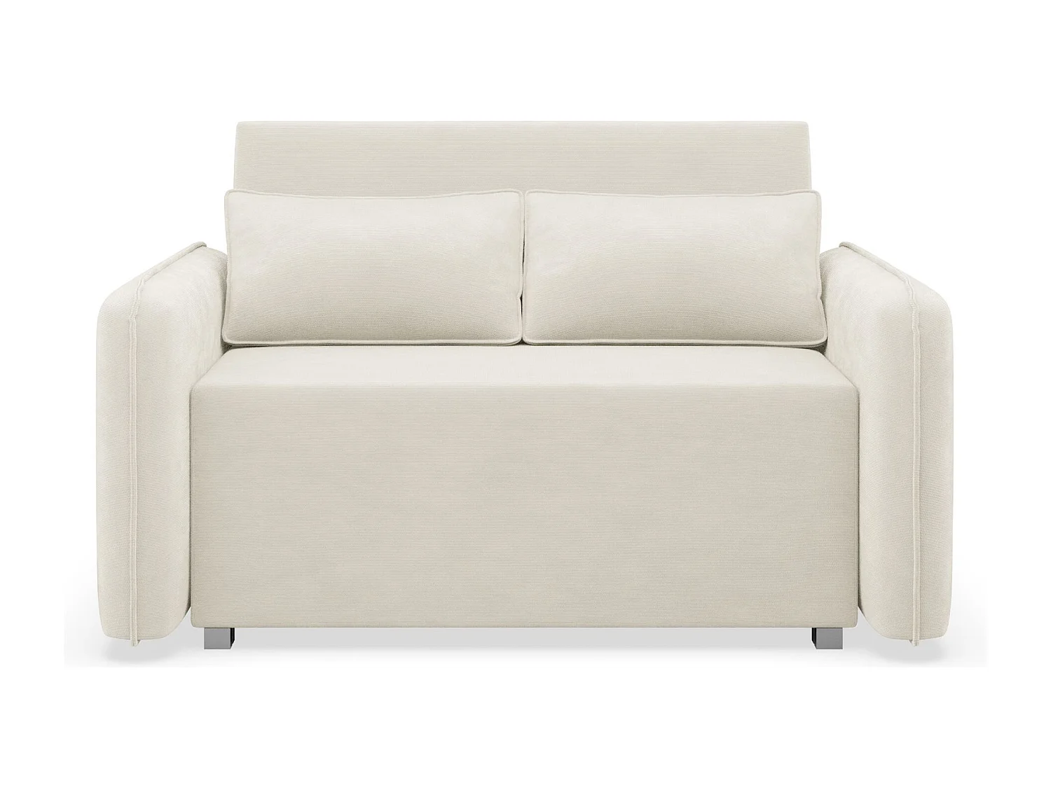 Canapé convertible 2 places – coffre – chenille hydrophobe – crème – DUELIA