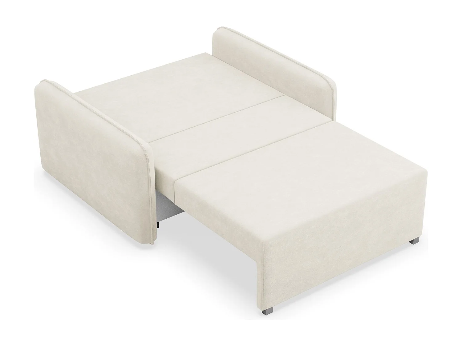 Canapé convertible 2 places – coffre – chenille hydrophobe – crème – DUELIA