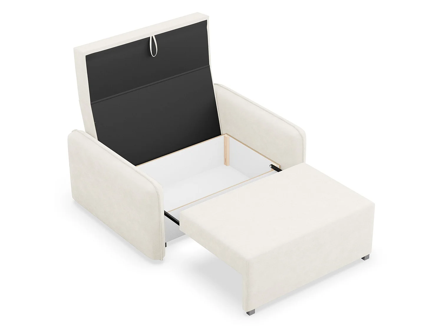 Canapé convertible 2 places – coffre – chenille hydrophobe – crème – DUELIA