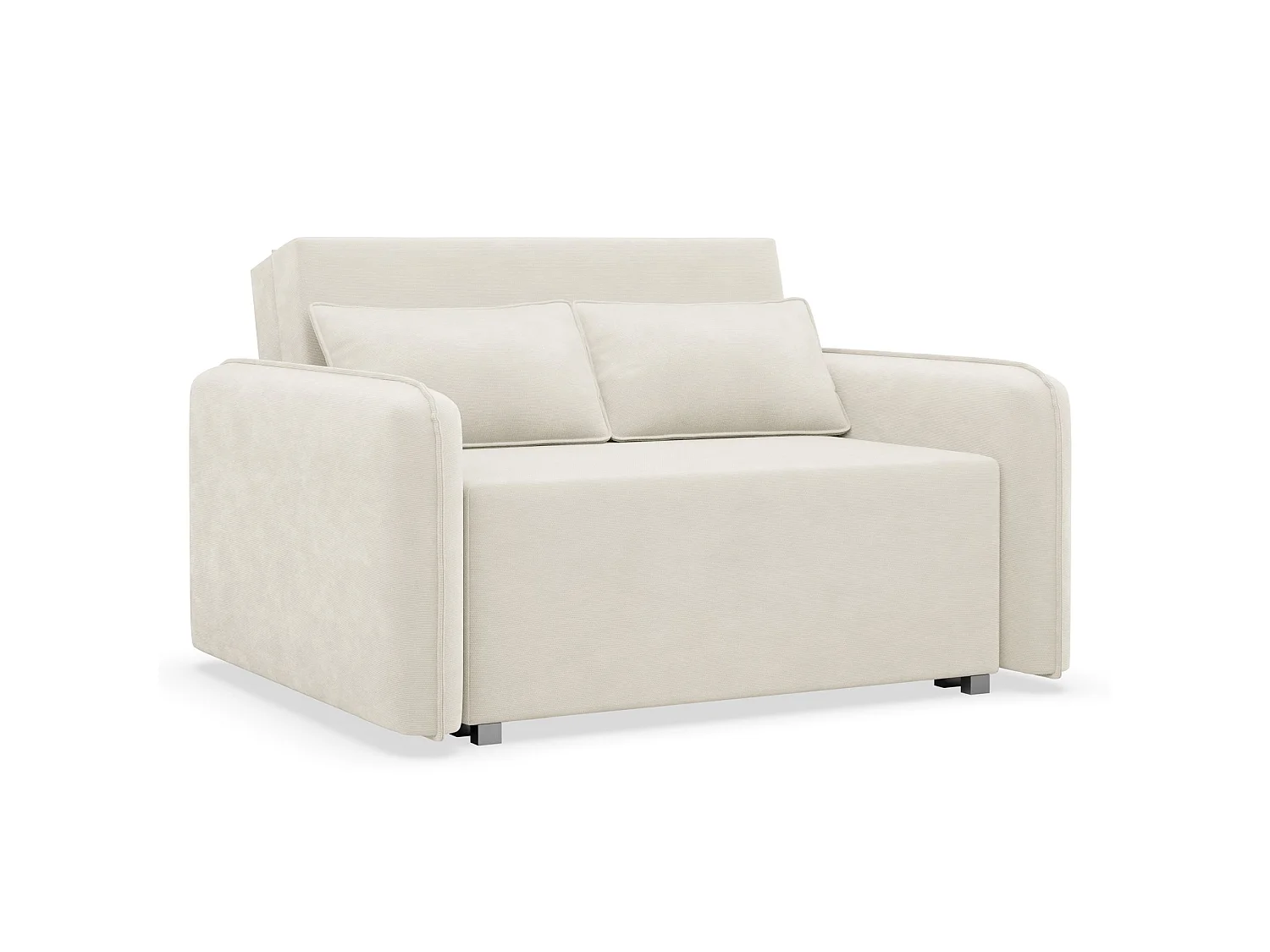 Canapé convertible 2 places – coffre – chenille hydrophobe – crème – DUELIA