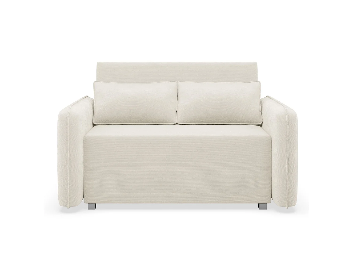 Canapé convertible 2 places – coffre – chenille hydrophobe – crème – DUELIA