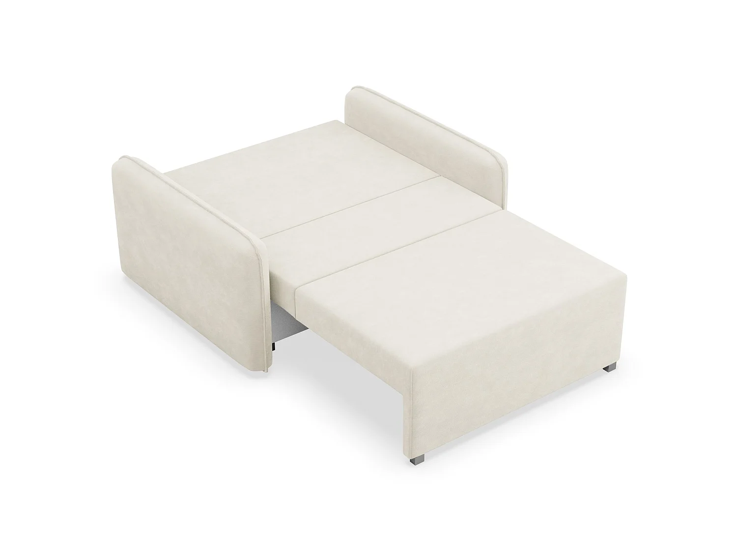 Canapé convertible 2 places – coffre – chenille hydrophobe – crème – DUELIA