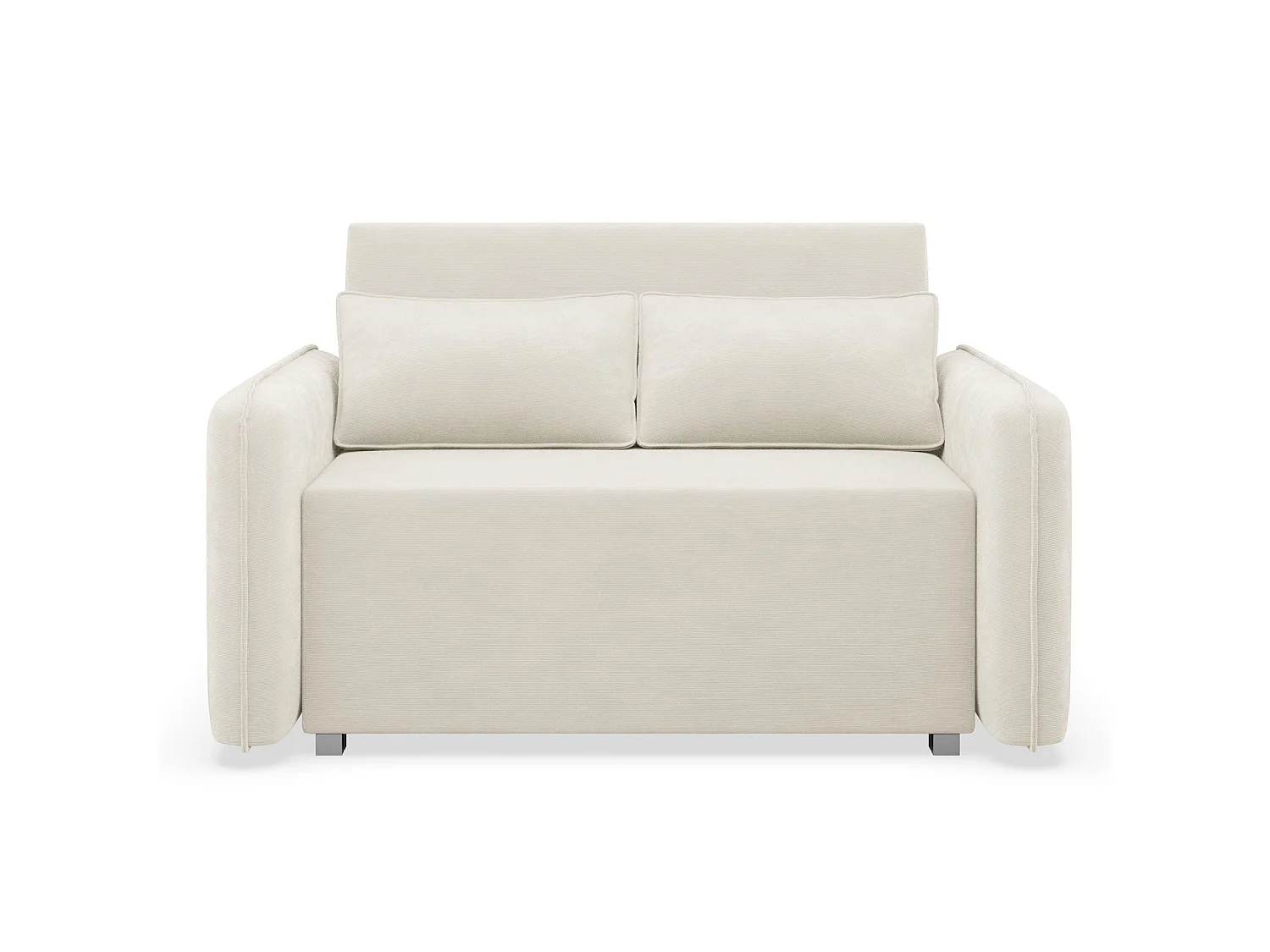 Canapé convertible 2 places – coffre – chenille hydrophobe – crème – DUELIA