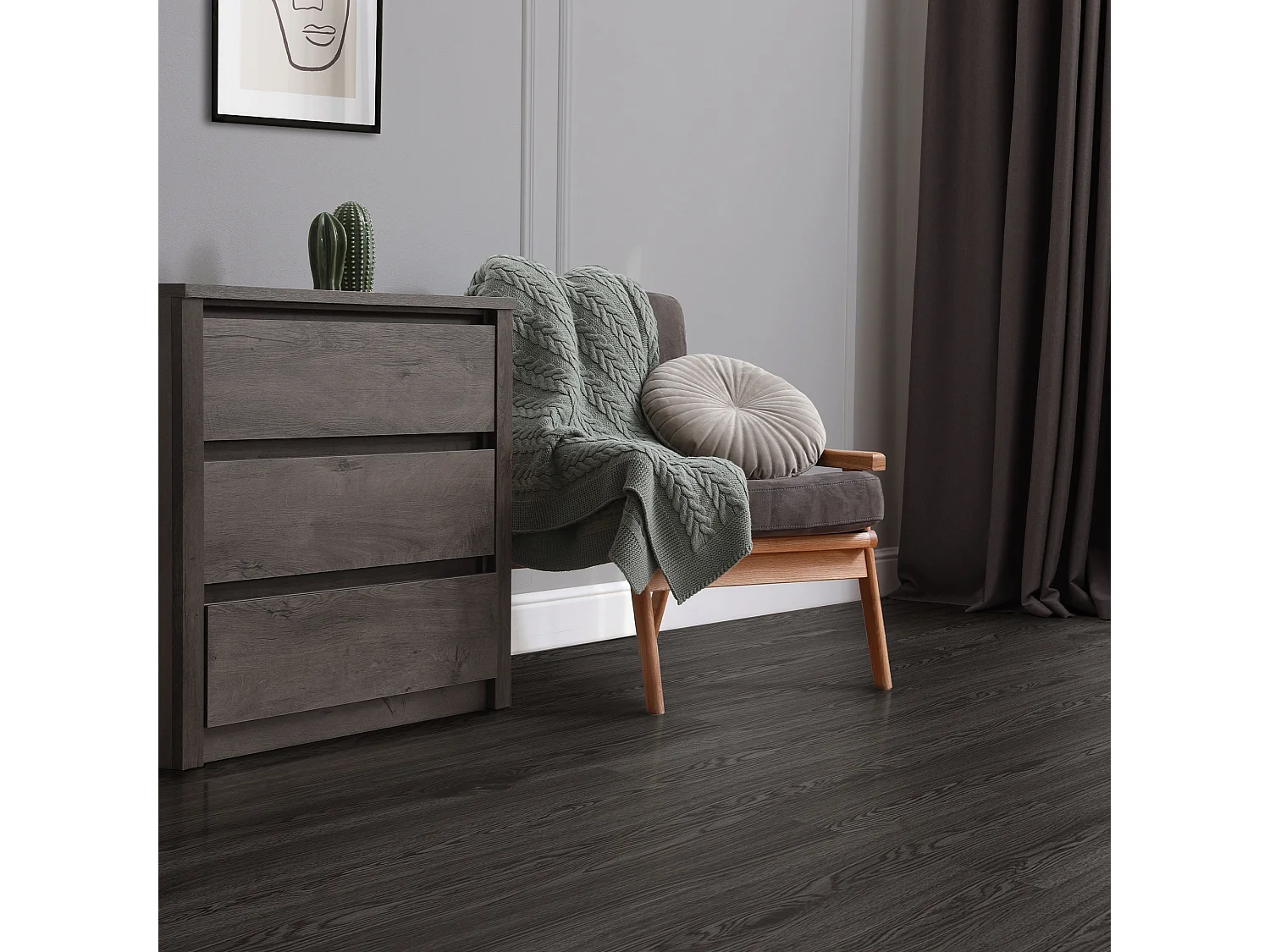 Pavimento in PVC 91,5x15,3 cm 4,46m² grigio scuro 32 listoni 2 mm pavimenti autoadesivi aspetto legno di rovere copripavimento impermeabile ML-Design