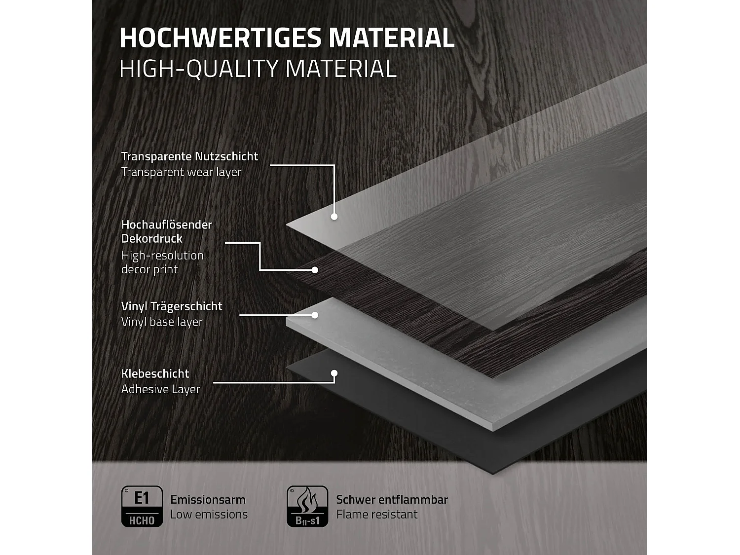 Pavimento in PVC 91,5x15,3 cm 4,46m² grigio scuro 32 listoni 2 mm pavimenti autoadesivi aspetto legno di rovere copripavimento impermeabile ML-Design