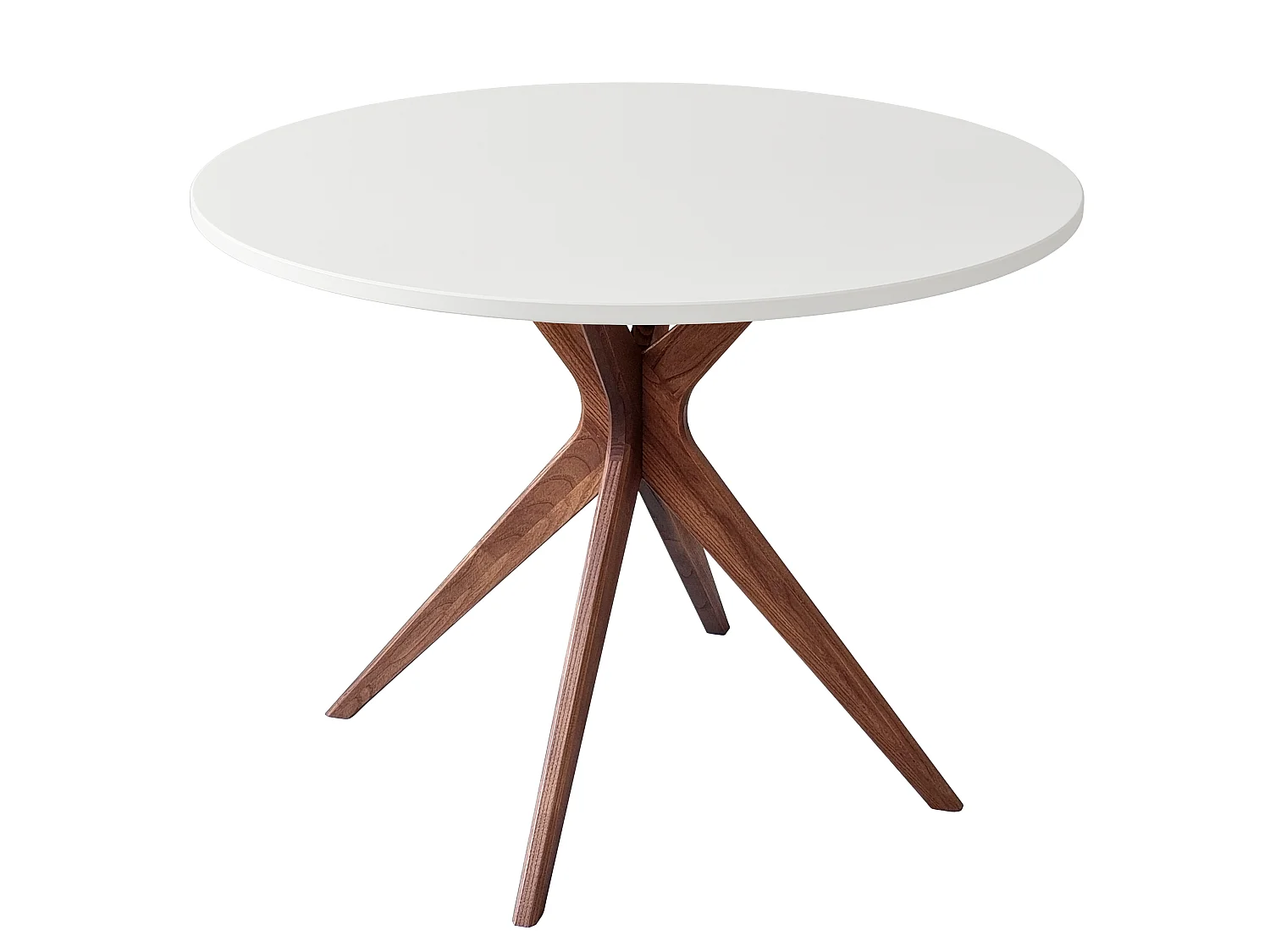Mesa de jantar redonda 100cm Jubi Bold Branca com pernas de carvalho