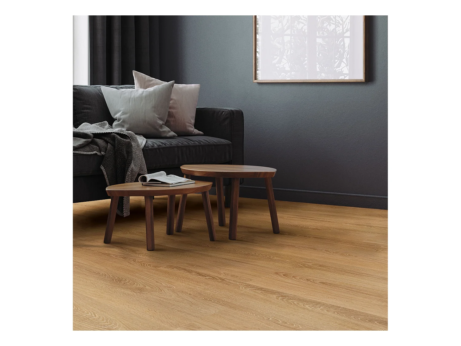 Revêtement de sol clipsable en vinyle 122cm x 18cm x 4,2mm 3,08m²/14 planches marron clair chêne sable imitation parquet pvc étanche classe charge 34