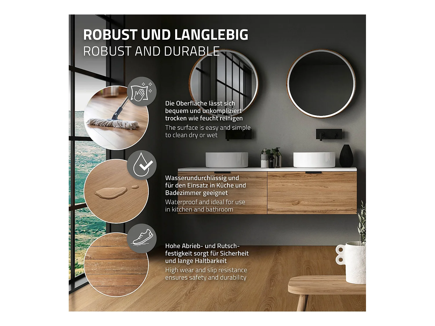 Revêtement de sol clipsable en vinyle 122cm x 18cm x 4,2mm 3,08m²/14 planches marron clair chêne sable imitation parquet pvc étanche classe charge 34