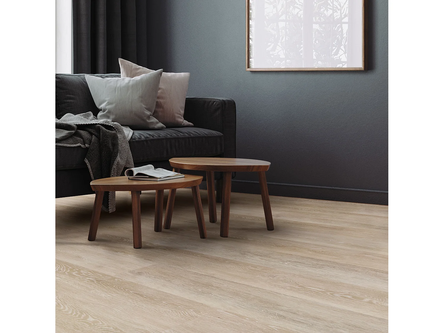 Pavimento in PVC Deluxe 122x18cm 3,08 m² 4,2mm rovere lucido 14 pezzi ad incastro vinile rivestimento aspetto legno antiscivolo impermeabile ML-Design