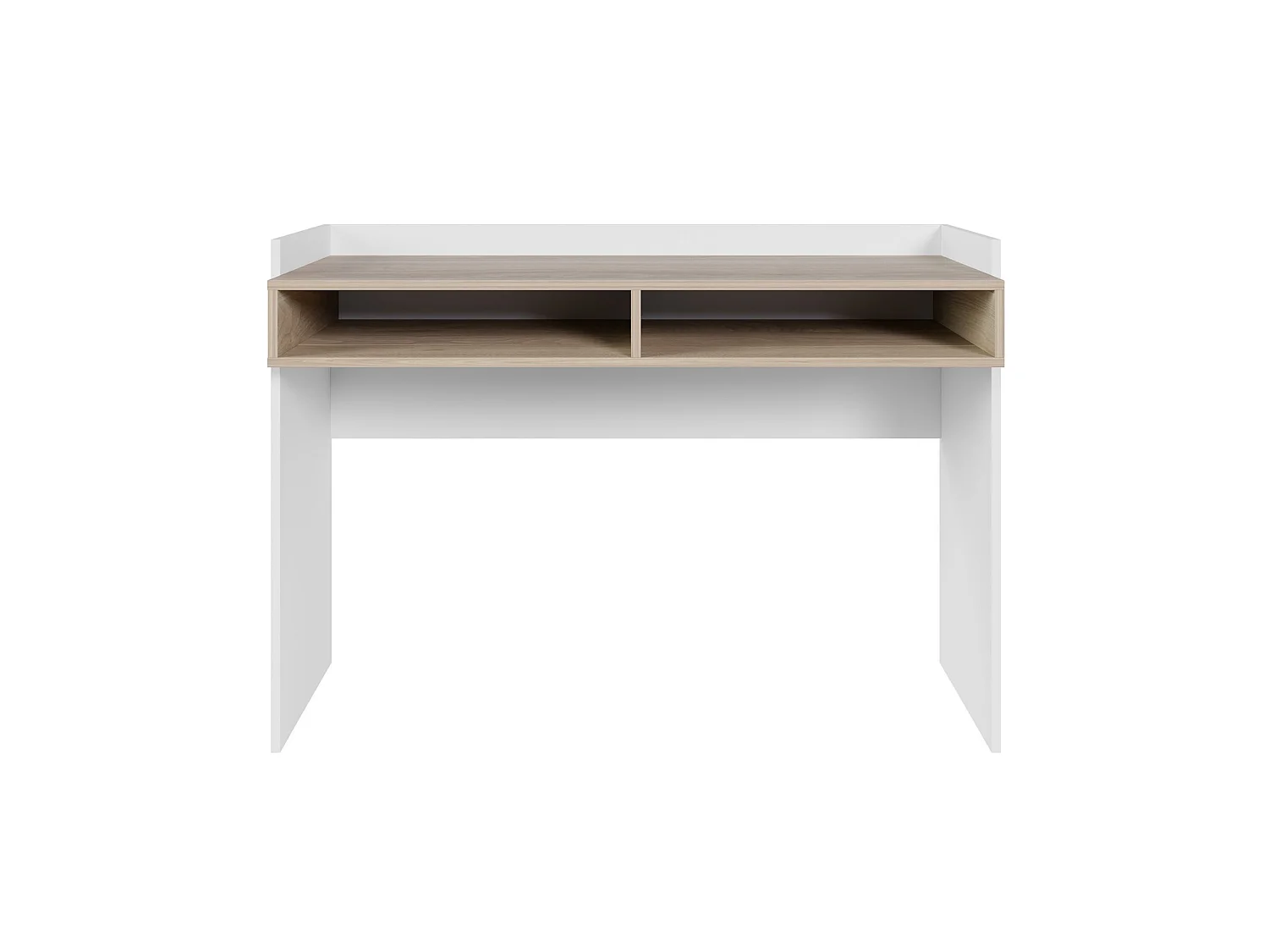 Bureau avec deux niches - 120 × 53 cm - blanc et aspect noyer - TABISE