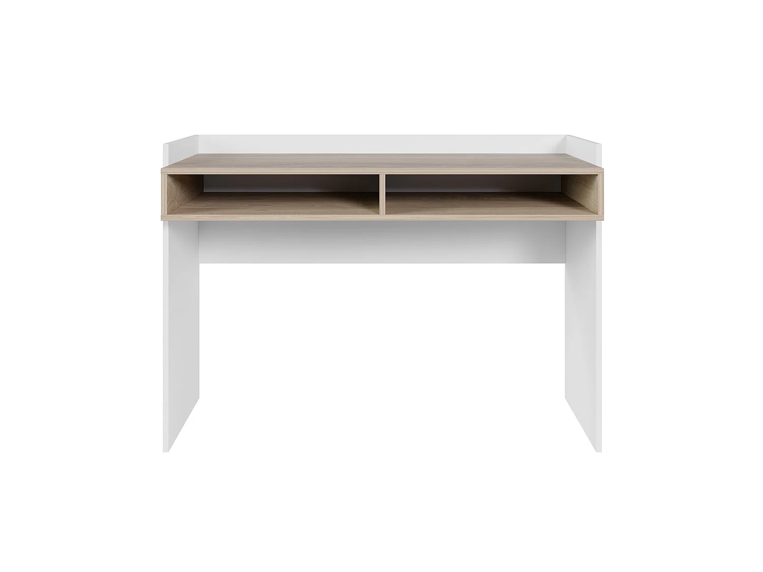 Bureau avec deux niches - 120 × 53 cm - blanc et aspect noyer - TABISE