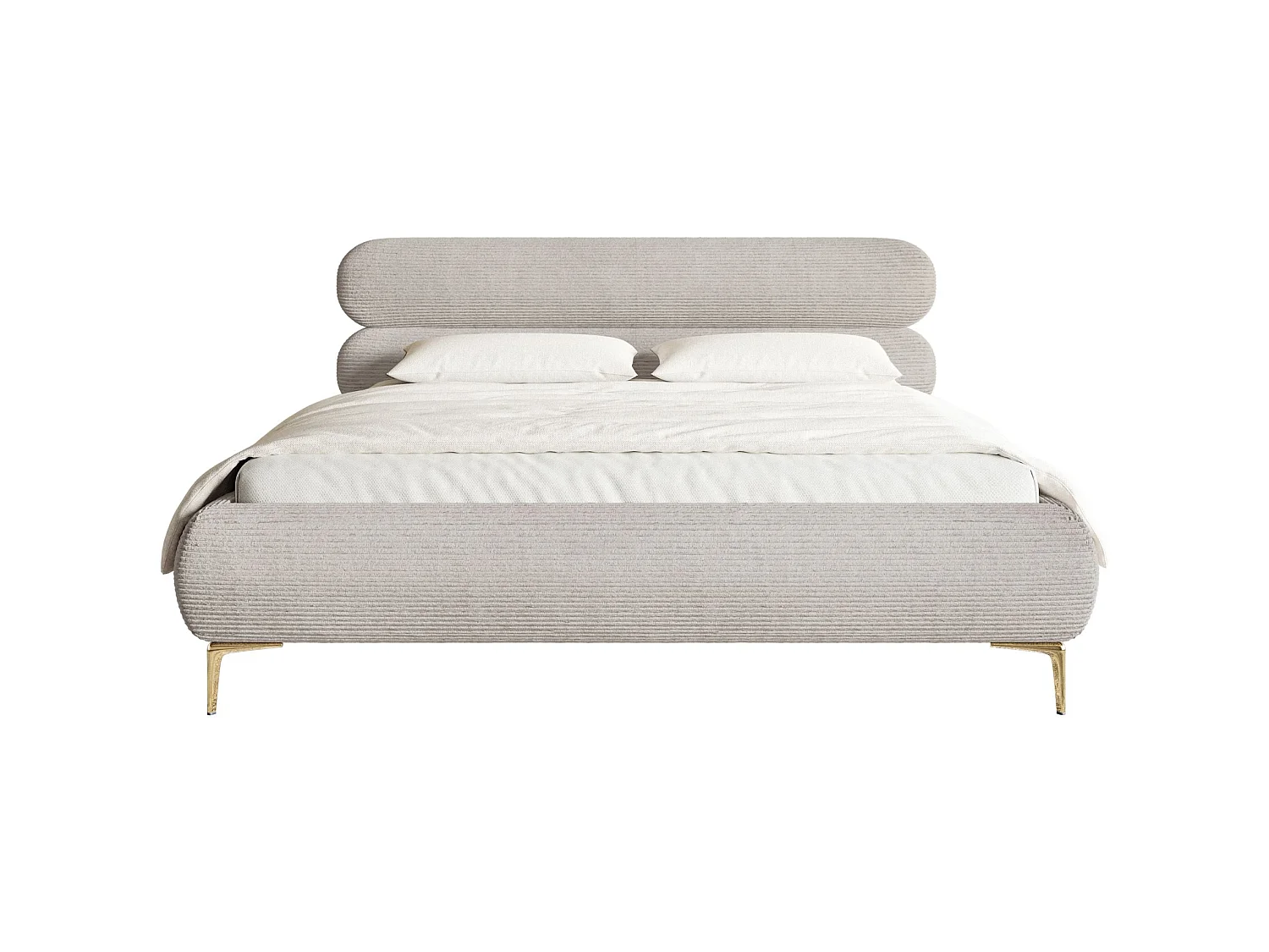 Lit tapissé 180x200 – rangement – velours côtelé – greige – ROULE CORD