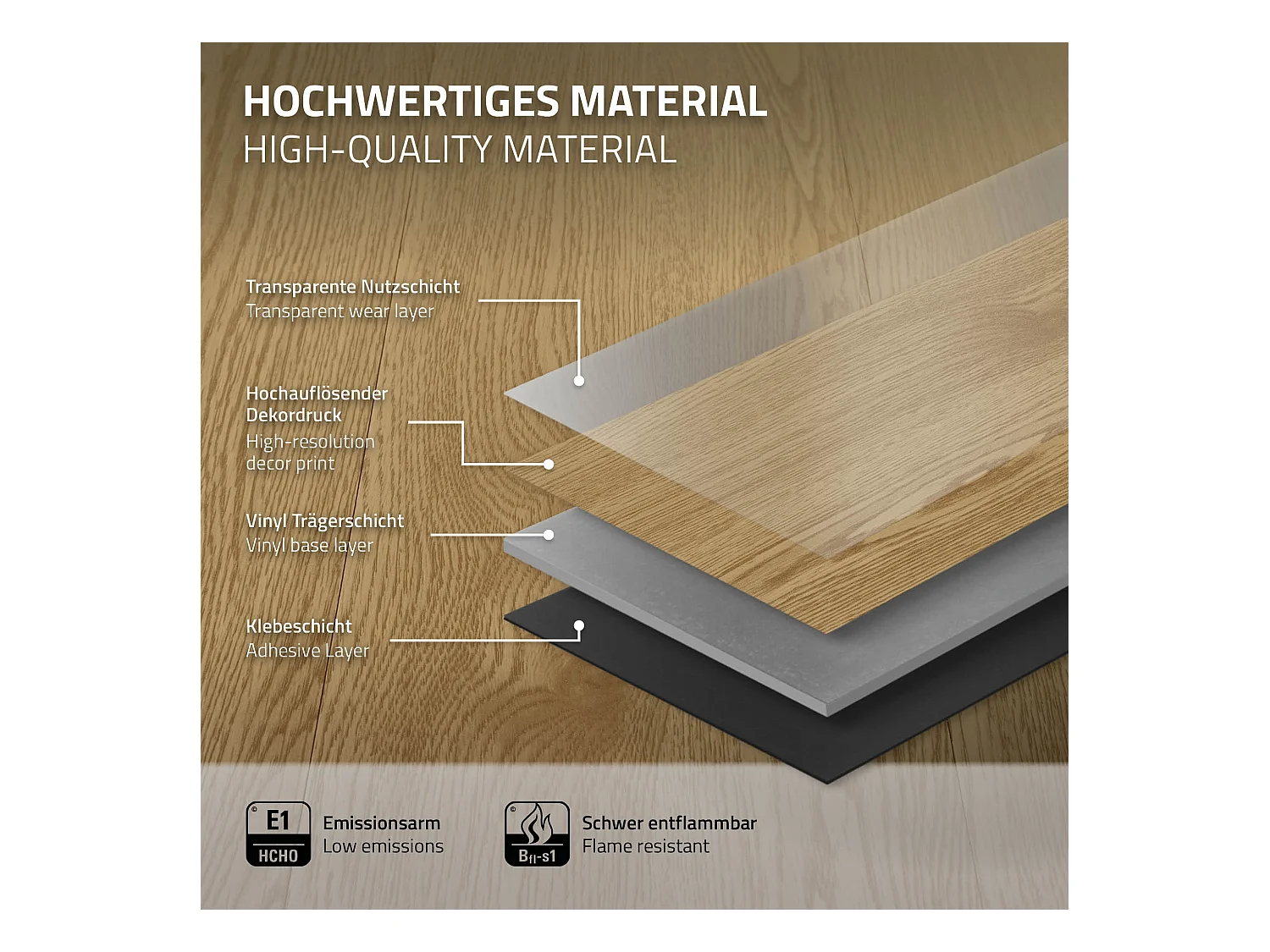 ML-Design Suelo vinílico de PVC 8,92 m² color natural marrón planchas sistema autoadhesivo 91,5x15,3cm láminas grosor 2 mm efecto madera impermeable