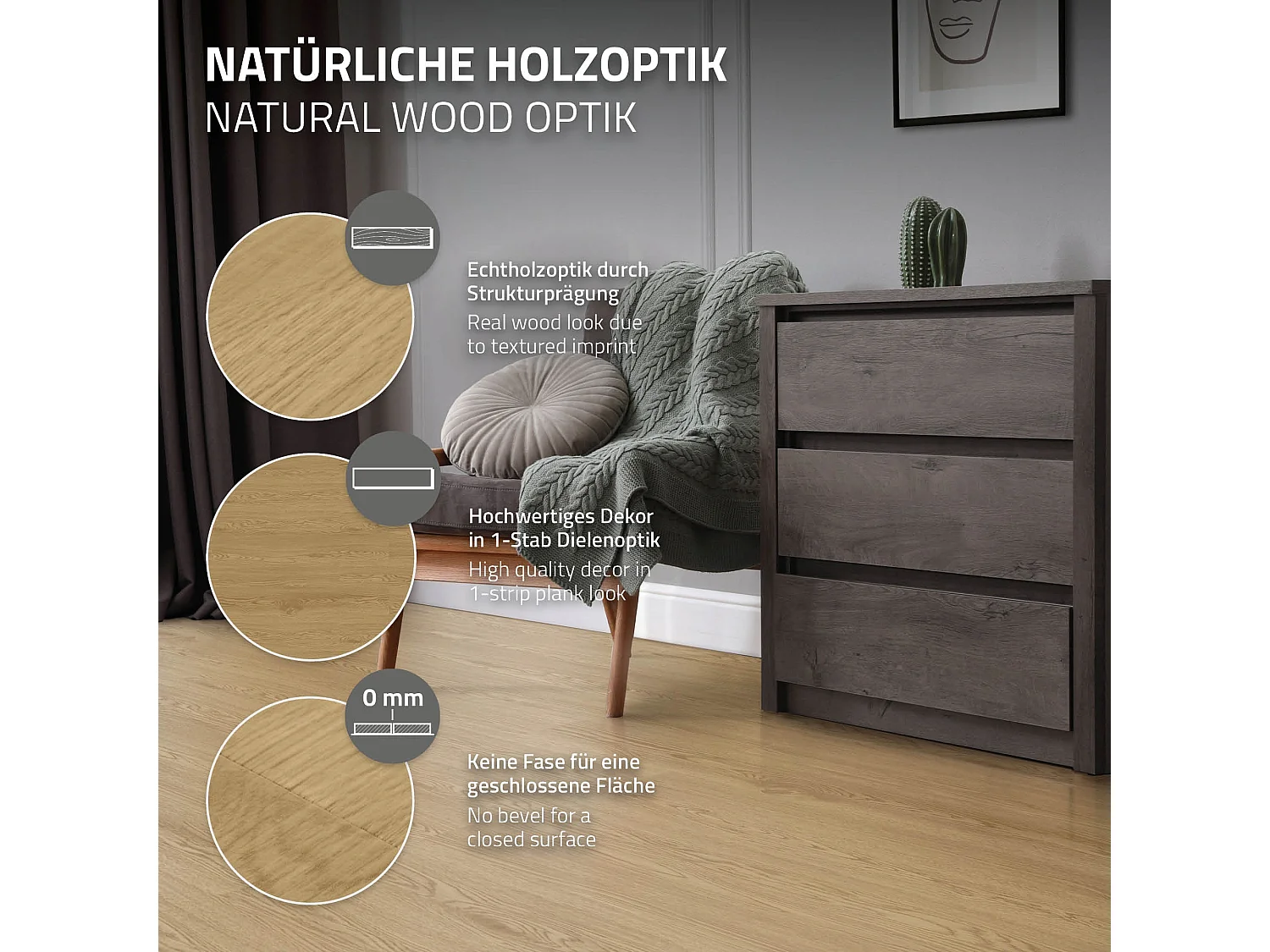 Pavimento in PVC 91,5x15,3 cm 8,92 m² rovere naturale 64 listoni 2 mm pavimenti autoadesivi con aspetto legno copripavimento impermeabile ML-Design