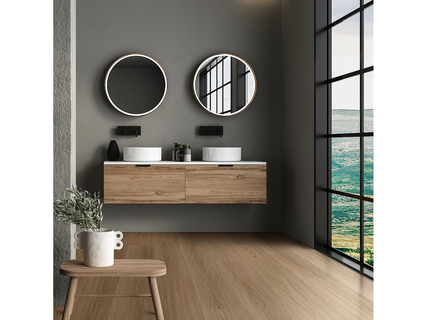 Pavimento in PVC Deluxe 122x18cm 7,7m² marrone rovere golden hour 35 doghe ad incastro in vinile aspetto legno copripavimento impermeabile ML-Design