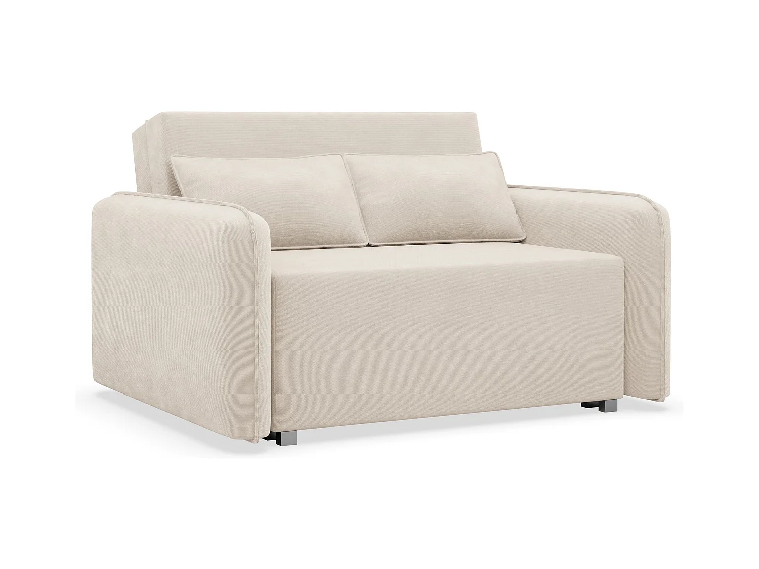 Canapé convertible 2 places – coffre – chenille hydrophobe – beige clair – DUELIA