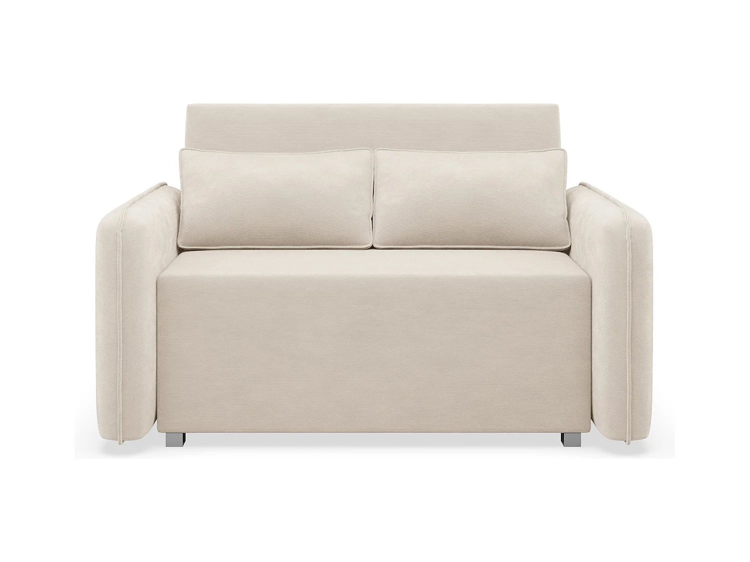 Canapé convertible 2 places – coffre – chenille hydrophobe – beige clair – DUELIA