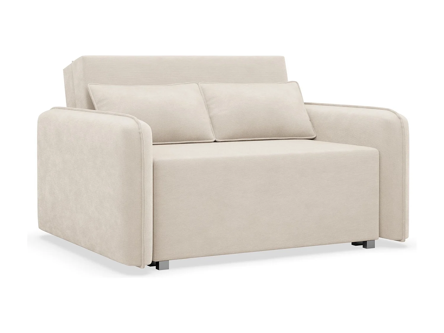 Canapé convertible 2 places – coffre – chenille hydrophobe – beige clair – DUELIA